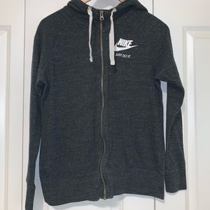 Grey Nike Zip Up Hoddie